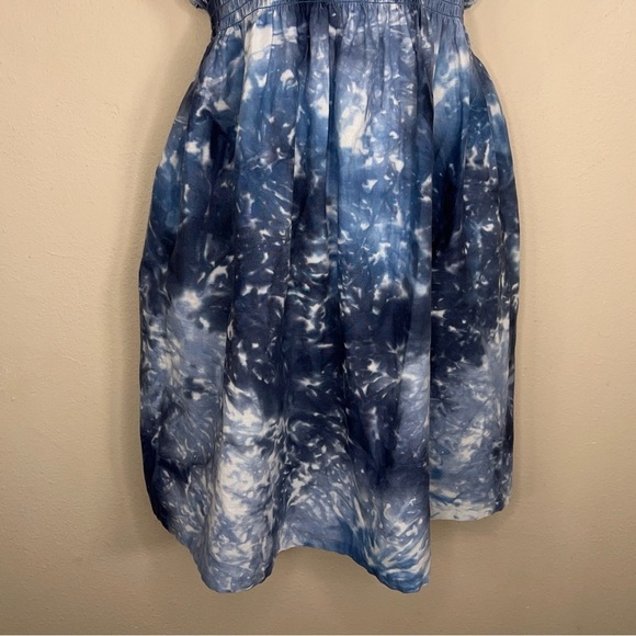 XS BLUE TIE DYE SLEEVELESS DRESS WOMENS SQUARE NECKLINE - Picture 2 of 10